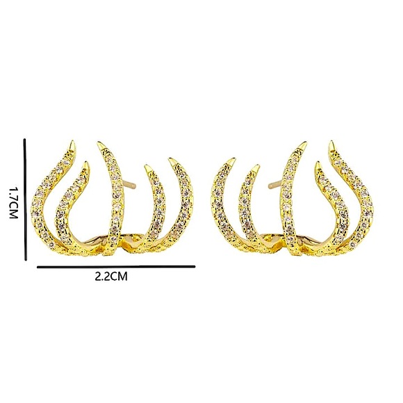 Gold 5 Prong Zircon Claw Earrings, Minimalist, Ear Climber, Ear Jacket - Picture 13 of 13